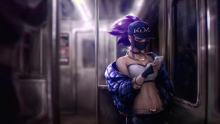 Akali cyberpunk baseballuniform phone graffiti - her waist free wallpaper