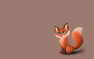 Cartoon fox blue eyes sitting - a digital painting free wallpaper
