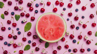 Watermelon blueberries cherries pink summer - a watermelon free wallpaper