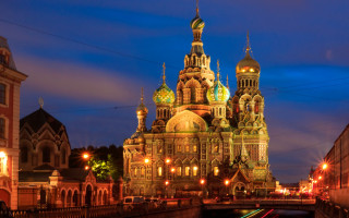 Clock tower cityscape mosaic night - tone free wallpaper