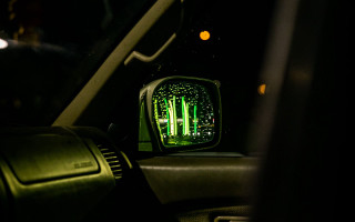 Rearviewmirror greenlights cyberpunk moon earth - a green light free wallpaper