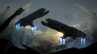 Ships clouds mountain rainbow space - star citizen halo free wallpaper