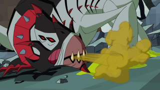 Cartoon character attacking yellow dragon - derf free wallpaper for desktop