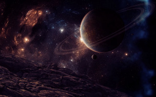 Planet star rocky surface space - a few star free wallpaper