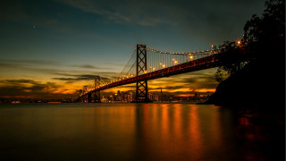 Bridge water city night lights 37 - water free wallpaper for desktop