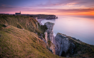 Cliff water church sunset mountains - steep free wallpaper for desktop