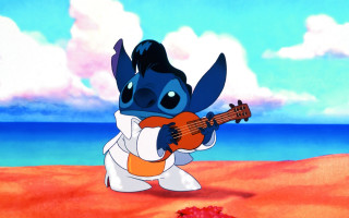Cartoon character guitar beach sky - official free wallpaper