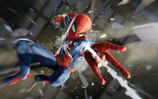 Spiderman flying shattered glass detailed - insane free wallpaper