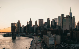 City skyline bridge river twilight - city free wallpaper