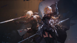 Armor swords women dark room - two woman free wallpaper