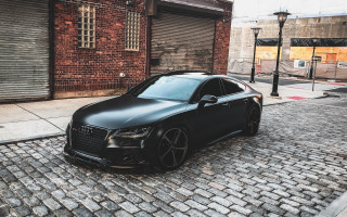 Black car brick street cityscape - shutter free wallpaper for desktop