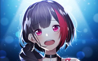 Girl red eyes black jacket - sakimi chan free wallpaper for desktop