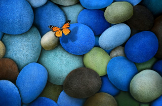 Butterfly rock blue green pebbles 5 - rock and pebbles free wallpaper