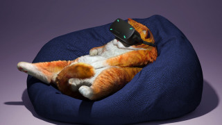 Cat remotes futuristic beanbag ultra - ultra realistic digital art free wallpaper