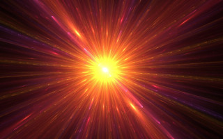 Bright starburst yellow center night - volumetric light free wallpaper