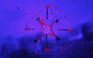 Purple clock red face abstract - particle free wallpaper for desktop