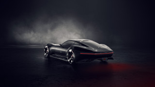 Black sports car red lights - the back free wallpaper for desktop
