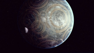 Large planet swirl moon space - a moon in the background free wallpaper