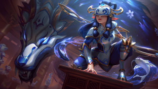 Woman blue outfit horse dragon 2 - horn free wallpaper