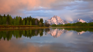 Mountain reflection lake forest sky 3 - ansel adams free wallpaper