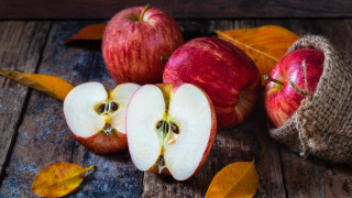 Apples wooden table leaves knife - a wooden table next free wallpaper for desktop