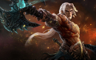 Man demon sword armor fire - fire and smoke free wallpaper