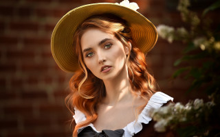 Woman hat dress flower brick - constance gordoncumming free wallpaper
