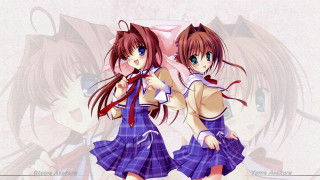 Anime girls purple dresses cat - a cat ear free wallpaper for desktop