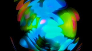 Colorful abstract face hands raytraced - volumetric free wallpaper