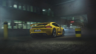 Yellow sports car night fog 2 - motion blur free wallpaper