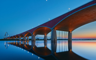 Bridge water night lights sky 2 - symmetrical free wallpaper