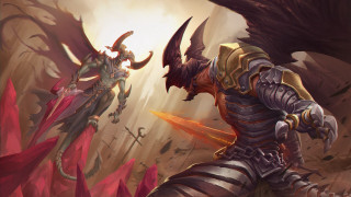 Fantasy battle demons wings sword - a sword and a demon free wallpaper
