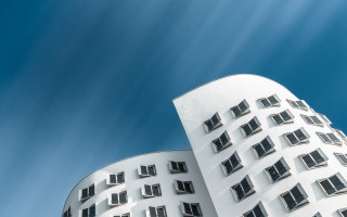 Tall white building windows sky - modern art deco free wallpaper