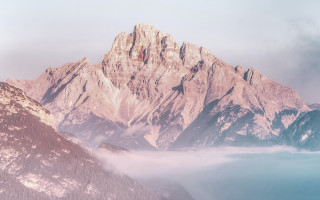 Mountain range foggy sky lake - foggy free wallpaper