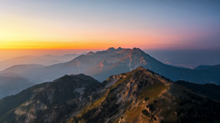 Mountain range sunset clouds foreground - a few mountain free wallpaper