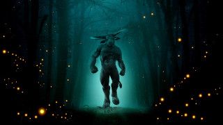 Deer forest fireflies glowing night - dark fantasy art free wallpaper