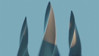 Three tall buildings wavy lines - wavy free wallpaper