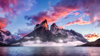 Mountain lake sunset clouds colorful - colorful cloud free wallpaper