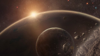 Space planet sun stars moon - a view of a planet free wallpaper