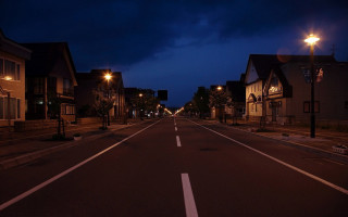 Street night buildings light side - a street light free wallpaper
