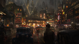 Neon rainy cityscape dieselpunk tokyo - craig mullins free wallpaper for desktop