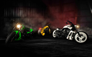 Motorcycles smoke neon digital lyco - the back of them free wallpaper