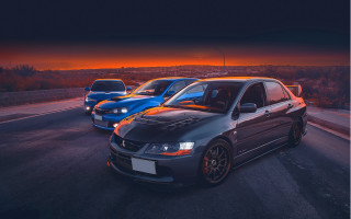 Cars sunset night puzzle cinematic - a group of cars free wallpaper for desktop