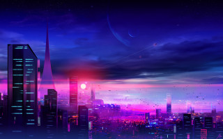 City skyline bright red light - red light free wallpaper