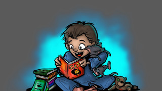 Cartoon boy sitting book mouse - diego gisbert llorens free wallpaper for desktop