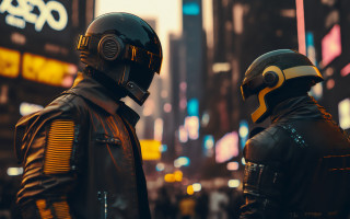 Cyberpunk city night neon jackets - cinematic 4k wallpaper free wallpaper