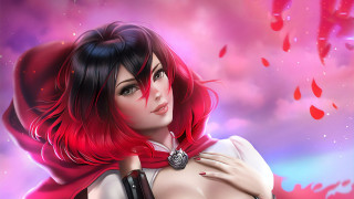 Red haired woman purple sky - a red scarf free wallpaper for desktop