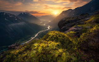Valley river mountains sunset nature - a view of a valley free wallpaper for desktop