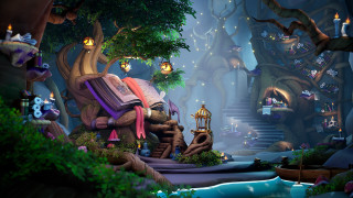 Fantasy tree chair staircase forest - matte fantasy painting free wallpaper