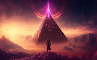 Mountain man pyramid purple light - dmt free wallpaper